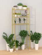 Livilord 3-Tier Over The Toilet Storage, Freestanding Metal Bathroom Shelves with 4 Hooks, Over Toilet Storage Shelf with Paper Holder, Above The Toilet Shelf for Bathroom Storage, Gold