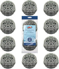 Stainless Steel Wool Scouring Pads, 12 Pack, by LOLA Brand, 18 Grams - Curled Flat Wire, Cleans Caked On & Baked On Messes on Cookware