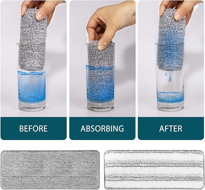 Mop Replacement Pads Compatible with JOYMOOP Flat Mop or Mop Bucket Set - Microfiber Flat Mop Pads for All 13" X 4.9" Squeeze Flat Floor Mop - Washable Mop Head Replacement (3+3 Pack)
