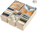 Simple Houseware Underwear Drawer Organizer for Lingerie/Undergarment/Bra/Panty/Sock/Onesie, Set of 6, Beige