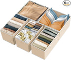 Simple Houseware Underwear Drawer Organizer for Lingerie/Undergarment/Bra/Panty/Sock/Onesie, Set of 6, Beige