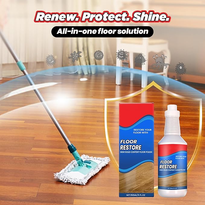 Floor Restore for Wood Floors: Floor Clean Restorer & Polish for Tile, Shine Wood, Laminate, Vinyl, Bamboo - Quick-Drying Flooring Protection Agent (2, 150 ml)