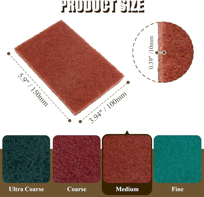 12pcs Red Scouring Pads, Heavy Duty Scour Pads Multipurpose Scour Pad Reusable Scrubbing Pads with Anti Grease Technology for Kitchen Scrubber Sink Dish Cleaning Metal Grills