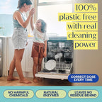 Fab Tab 100% Plastic-Free Dishwasher Detergent Tablets, Clean Ingredients, Fragrance Free, No Residue, Powerful Enzyme-Based Dishwasher Pods, 40 Count.