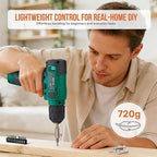 Hi-Spec 8V USB Power Drill Driver and Complete Home Tool Kit Set. Cordless & Rechargeable Electric Drill Driver and Compact Hand Toolbox Set, Green