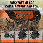 Electric Cordless Tiller Cultivator, Electric Garden Tiller for Lawn/Gardening/Soil Cultivation,360RPM, 9.06-in Width, 48 Steel Tines, (2 * 4.0Ah Batteries, Charger, Safety Gloves,Glasses)