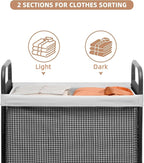 STORAGE MANIAC Rolling Laundry Hamper with Wheels 2-Section Laundry Sorter Rolling Laundrys Basket on Wheels with Removable Bag Clothes Hamper Laundrys Organizer Cart Bathroom Bedroom 100L Grey