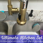 Faucet Mat for Sink - Silicone Scrubber Dish Set, Splash Guard, Food Grade BPA Free Kitchen Scrubber