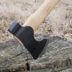 COUNCIL TOOL Wood-Craft Camp Carver Axe - 1.7 lbs Bushcraft Axe with 16" Curved Hickory Handle & Leather Sheath - WC17CCA16C