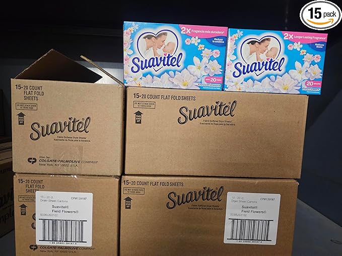 Suavitel Complete Fabric Softener Dryer Sheets, Field Flowers, 18 Sheets 15pk
