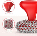 Cast Iron Scrubber | Dish Scrub Brush | 316 Cast Iron Cleaner Chainmail Scrubber for Pan Skillet Cleaner - Dish Scouring Pad Dishwasher Safe Cleaning Kit, Red