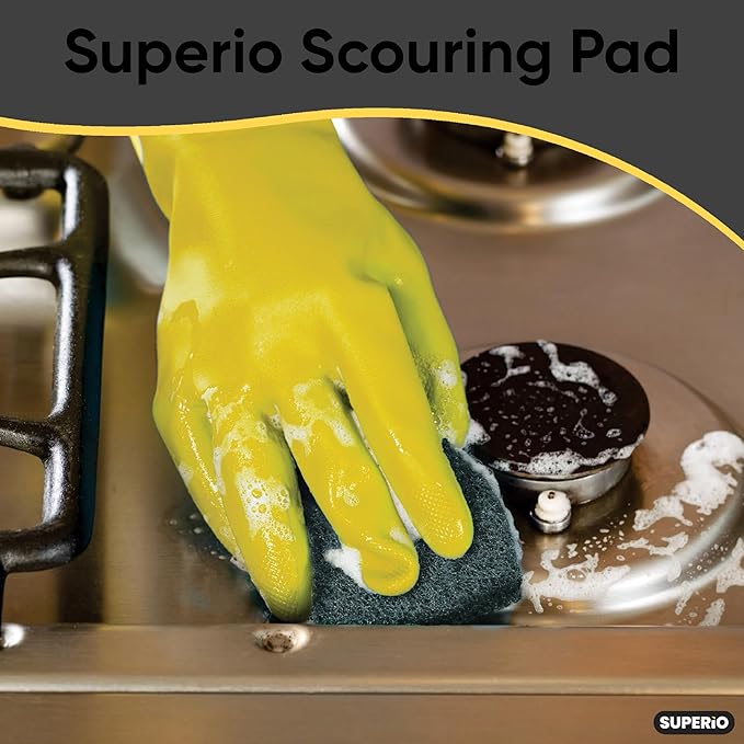 Scouring Pad Non-Scratching Scrubber Non-Scratch Cleaning Scrub Pads Heavy Duty Scouring Pad Reusable Kitchen Scrubbing Pad Pack of 21 Green, by Superio