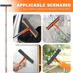 Professional 2 in 1 Window Squeegee with 68" Long Stainless Steel Handle,Microfiber Cloth and Rubber Car Window Squeegee for Gas Station, Glass,Shower