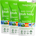 Truly Free Non Toxic Dish Soap | Natural Concentrated Dishwashing Liquid - Sweet Basil Scent | Non Toxic Organic Plant-Based Dish Soap | Family Safe - Eco-Friendly Formula | 16 fl oz