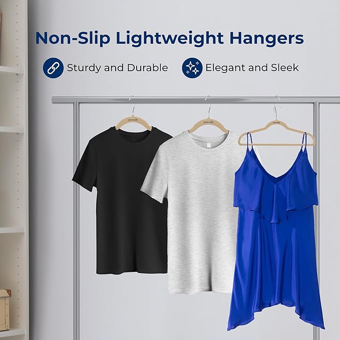 SereneLife 30 Pack Velvet Hangers - Non-Slip Felt Hangers with 360° Swivel Hook, Space-Saving, Ultra-Thin, Lightweight for Shirts, Sweaters, Hoodies, Kids Clothes & Dresses (Ivory)