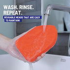 Replacement Scrubber Refill for Moku Home Extendable Tub Tile Shower Brush for Cleaning Non-Scratch (2X Scrubber Sponge Red)