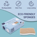 happimess WPE2000A-12SET Natural Plant Based Non-Scratch Sisal Hemp/Cellulose Scrubbing Dish Sponge, Cleaning Sponge for Dishes, Bathroom, Household, Beige/White (Set of 12)