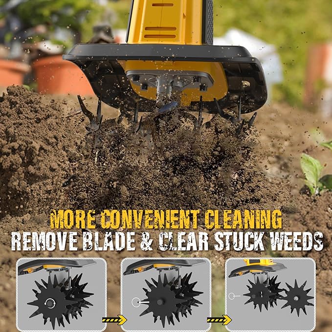 20V Cordless Electric Garden Tiller Cultivator, 9-Inch Tilling Width, 6.6-Inch Depth Rototiller for Soil Cultivation, Lawn, Gardening, Lightweight Tiller Includes 4.0Ah Battery and Charger