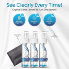 Purity Eyeglass Lens Cleaner Kit - 3 x 1oz Travel Size Lens Cleaner Spray Bottle + 2 Microfiber Cleaning Cloths - Safe for All Lenses (AR Coated Included), Eyeglasses and Screens - Clear