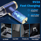 Handheld Car Vacuum Cleaner, 2-in-1 Portable Mini Car Vacuum Cleaner,16000Pa High Power & Air Duster, Handheld Vacuum Cordless with LED Light and Multi-Nozzles for Car,Home,Office(black blue)