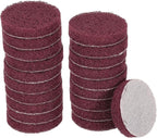 HARFINGTON 20pcs Scrubber Scouring Pads 500 Grits 2 Inch Drill Power Brush Hoop and Loop Surface Conditioning Disc Drill Scuffing Disc Scrub Pads for Home Kitchen Cleaning, Dark Red