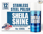 Sheila Shine 12 x 10oz Stainless Steel Cleaner and Polish - Removes Grease, Fingerprint & Watermark - Kitchen Appliances, Refrigerators, Sinks, Ovens & Grills - Stainless Steel Sprays Cleaner