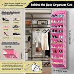 Kotkn 10 Tier Over The Door Organizer - Heavy Duty Hanging Storage Rack with Sturdy Oxford Fabric, Holds 20+ Pairs of Footwear, Boots & Sneakers, Saves 50% Closet Space! (Pink)