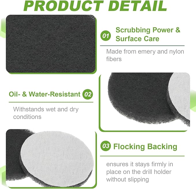 Power Scrub Pads, Scrubbing Pads 1000 Grits Scouring Discs - Fitting for (Home Kitchen Cleaning - Drill Attachment - Scrubber Replacement) 6 Pcs & 5 Inch & Gray