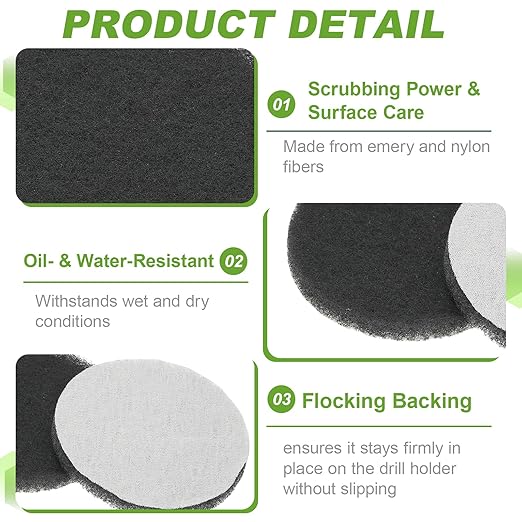 Power Scrub Pads, Scrubbing Pads 1000 Grits Scouring Discs - Fitting for (Home Kitchen Cleaning - Drill Attachment - Scrubber Replacement) 8 Pcs & 4 Inch & Gray