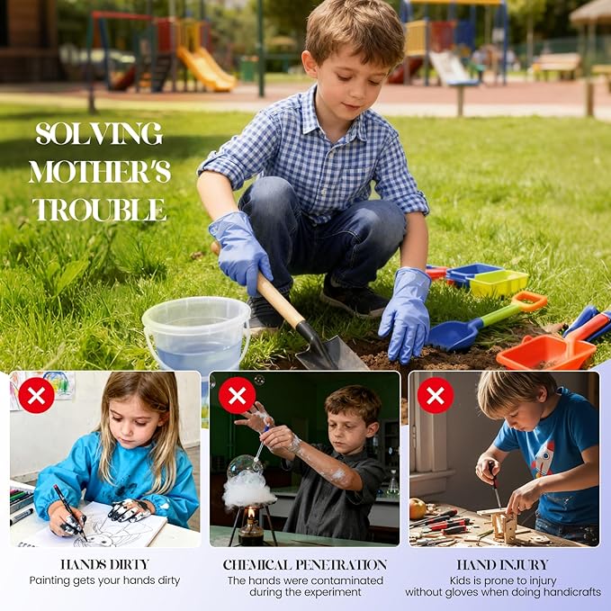 Kids Disposable Gloves, SmalNitrile Gloves for Cleaning, Cooking, Gardening