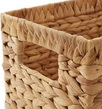 Casafield Set of 3 Water Hyacinth Storage Baskets with Handles - 1-Medium, 2-Small Woven Organizers for Bathroom, Laundry, Pantry, Office, Shelves