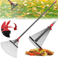 76 Inch Rake for Leaves, Adjustable 18 Metal Tines with Expandable Head Garden Rakes for Lawns Heavy Duty Metal Rake for Leaves Yard Gardening Grass Outdoor Debris