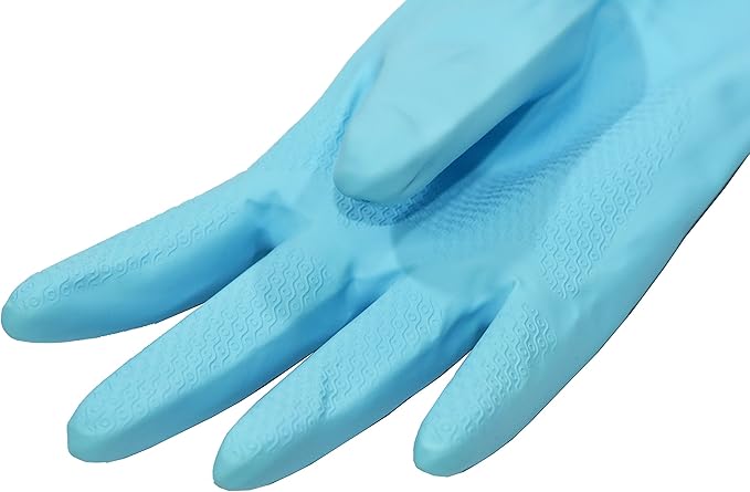 Finnhomy Household Gloves Latex free cleaning Gloves with soft fiber lining extra long cuff 15" and Vinyl Textured Grip 2 PairSmall, Mixed