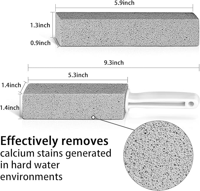Pumice Stone, ARRITZ 7pcs Scouring Stick with Handle for Removing Calcium Buildup, Hard Water Rings and Rust, Suitable for Cleaning Toilet, Sink, Bathtubs, Tile, Stove, Grill