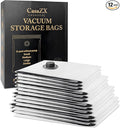 Vacuum Storage Bags 12 Pack Without Hand Pump – Space Saver Compression Bags, Airtight Double-Zip & Triple Valve, Reusable, Lavender Freshness, Bedding, Travel (S/M/L/Jumbo) (Without Pump)