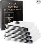 Vacuum Storage Bags 12 Pack Without Hand Pump – Space Saver Compression Bags, Airtight Double-Zip & Triple Valve, Reusable, Lavender Freshness, Bedding, Travel (S/M/L/Jumbo) (Without Pump)