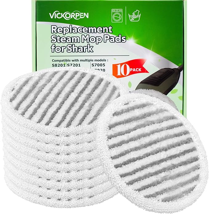 10 Pack Steam Mop Replacement Pads for Shark S8001 S7001 S7201 S7000AMZ S8201 Steamer Mop Washed Pad Repeatedly for All Floors Cleaning