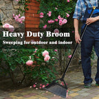 Heavy Duty Commercial Broom, 3 Pack Upgraded Angle Brooms for Sweeping Outdoor and Indoor, Perfect Black Brooms of House, Kitchen, Garage, Courtyard, Concrete