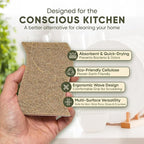 Plant-Based Kitchen Sponges (6 Pack) | USDA Biobased Certified | FSC & PETA Approved | Natural Cellulose & Coconut Scrubber Sponge | S-Shaped Design | Eco-Friendly, Non-Scratch, Non-Toxic & Vegan