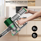 Cordless Stick Vacuum Cleaner - Lightweight Handheld Vacuum with Self Standing, Removable Battery with 45min Running Time, Anti-tangle Wireless Vacuum for Home Pet Hair/Hardwood Floor/Carpet GB