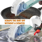 Soap Dispensing Replacement Dish Brush Storage Set with 2 PCS Brush Refills & Holder - RIMAY Dispenser Scrub Cleaning Scrubber Kitchen Dishwashing Dish Wand Handle for Dishes/Pans/Pots/Sink(Blue)
