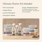 Branch Basics Ultimate Starter Kit: Natural All Purpose Cleaner, Glass, Bathroom, Foaming Hand Wash (4 Plastic Bottles + Concentrate + Oxygen Boost), Laundry Detergent, Plastic-Free Dishwasher Tablets