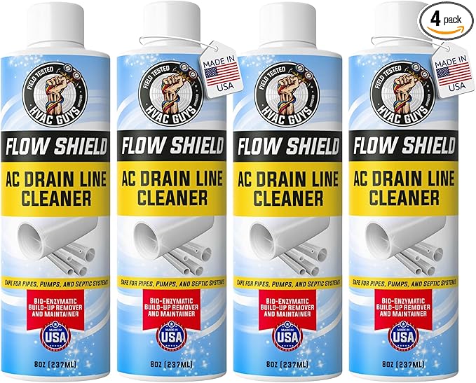 AC Drain Line Cleaner 4 Pack | Prevent Buildup and Overflow | 8oz - Up to 3 Months of Protection | Fast Acting & Long Lasting Bio-Enzymatic Formula