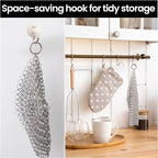 TOPULORS Cast Iron Scrubber 316 Stainless Steel Skillet Cleaner 8"x6" Chainmail Scrubber Scraper Chain Mail Link Scrub for Cast Iron Pre-Seasoned Pans, Griddles, BBQ Grills, and Pot Cookware Cleaning