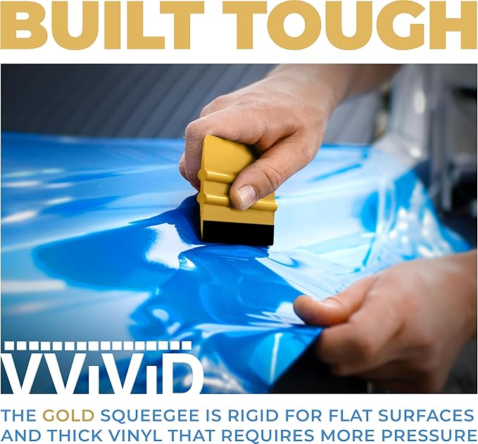 VViViD Gold Vinyl Wrap Squeegee - Nylon-Reinforced Tool for Car Wraps, Window Tint & Decals - (25 Pack w/ 25 felts)