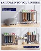 Kitsure Shoe Rack - Stainless Steel Shoe Organizer, Sturdy Shoe Rack for Closet and Front Door Entrance, Free Standing Shoe Shelf, Closet Organizers and Storage, 25.6" Wide - 3 Tier, Brown