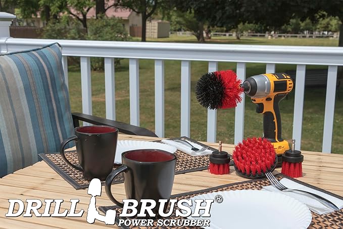 Outdoor Cleaning Supplies - Fountain and Patio Cleaning Brushes - Fire Pit - Scrub Brushes - Concrete Brush - Grout Cleaner - Granite Scrubbing Tool - Headstone Restoration Kit - Garden Statues Brush