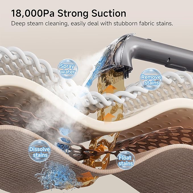 uwant Portable Carpet Cleaner with Steam& Heating System 18Kpa Powerful Suction Carpet Cleaner with 4 Cleaning Tools& Solution 2 in 1 Upholstery Cleaner Steam Cleaner for Pets, Car