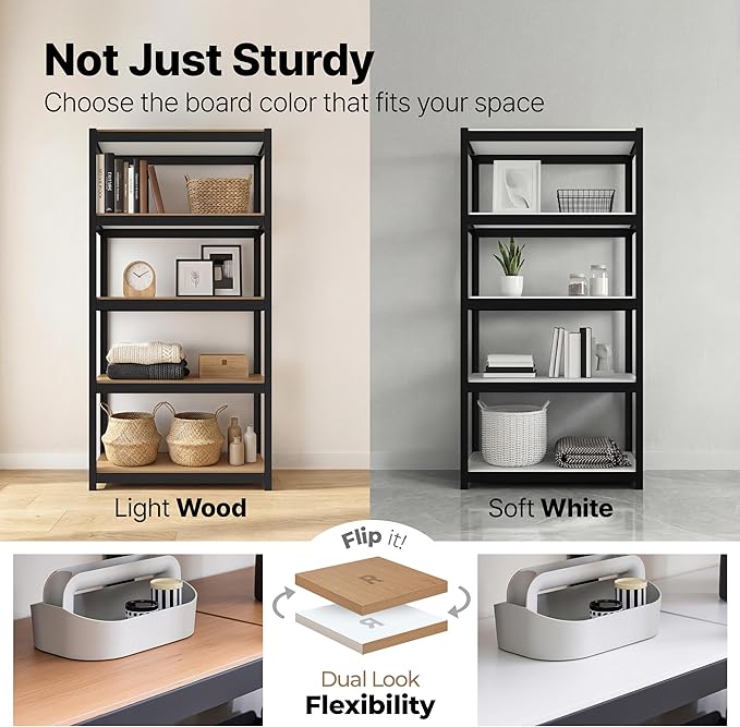 HOMEDANT House 48.1" 5-Tier Metal Rolling Cart Shelf Rack Casters Heavy Duty Laminated Wheel Shelving Unit Adjustable Utility Storage Shelves Shelf Kitchen Garage Black 1Pack