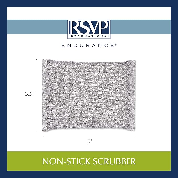RSVP International Kitchen Cleaning Collection Gentle Scrubbing Sponge for Non-Stick Cookware, Porcelain & Glass, Dishwasher Safe, 5x3.5, Silver